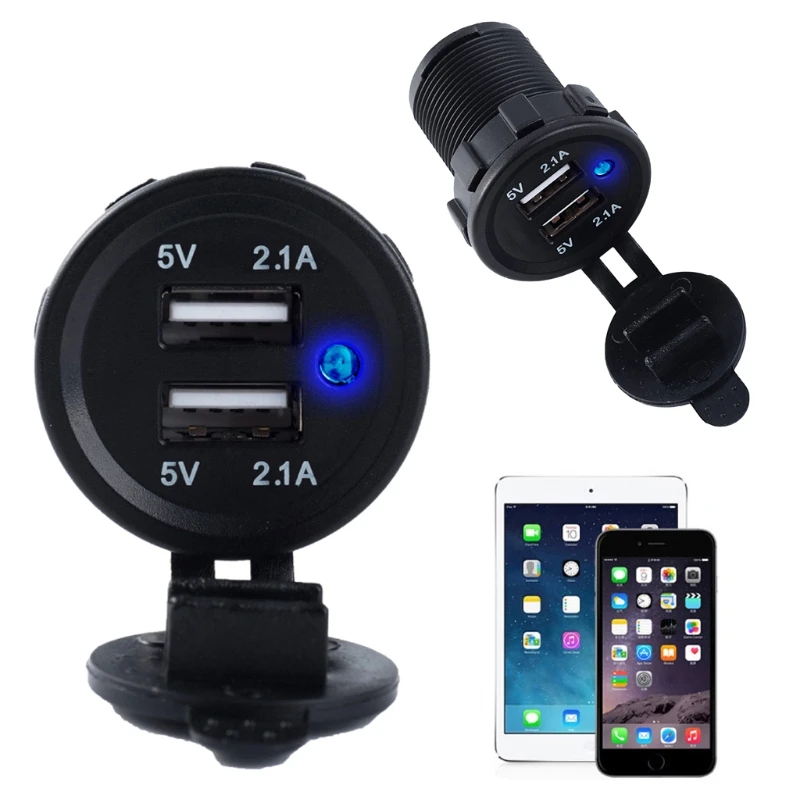 

Waterproof Dual USB Boat Motorcycle Car Charger Power Adapter Socket 5V 2.1A For iPhone ipad Samsung LG Mobile GPS Tablet PC