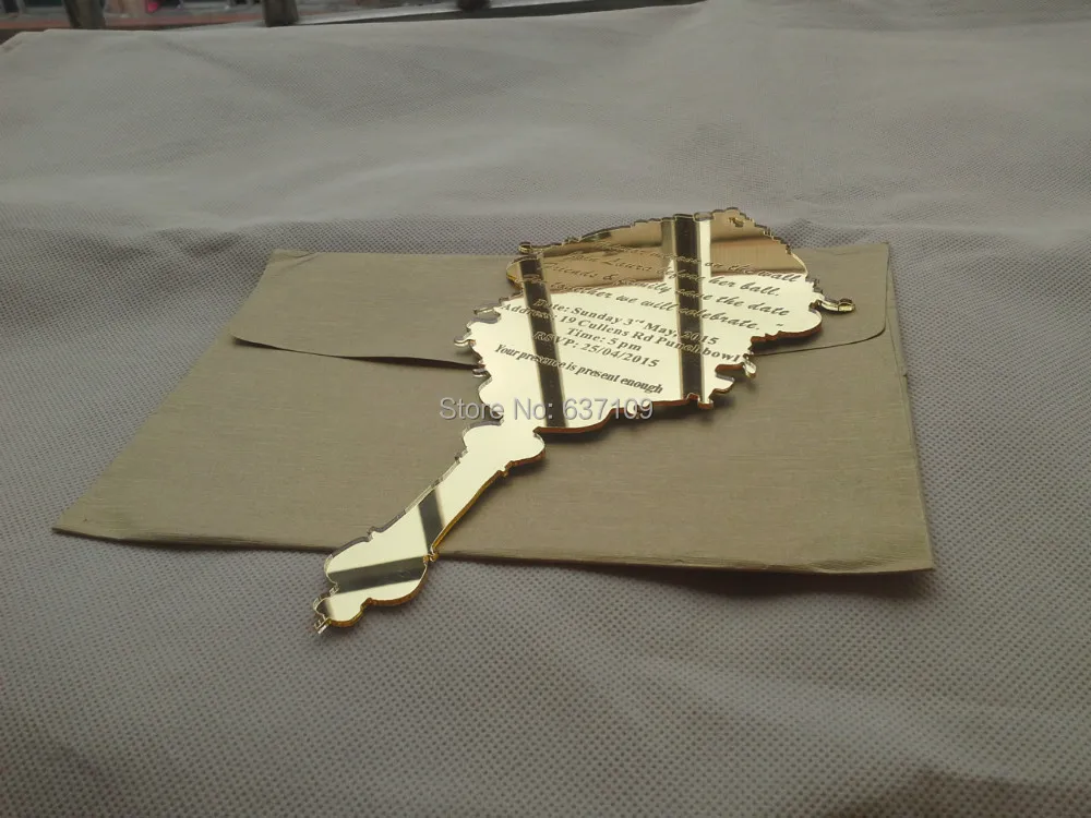  Sample order for Golden mirror acrylic wedding invitation card Vintage mirror shape accrylic weddin - 32324831491