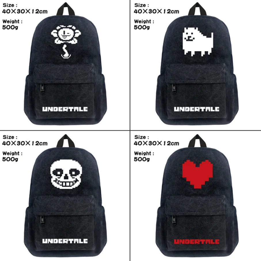 

Game Undertale Sans Print Zip Backpack School Bag Shoulder Bag Packsack Laptop Bag Student Book Bag Travel Bag for Teenager