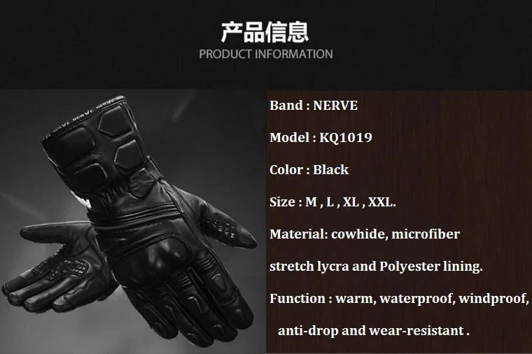 Nervo à Prova Luvas da Motocicleta de Viagem Luva à Prova Novo Inverno Quente Dwaterproof Água Couro Cavaleiro Equitação Moto Corrida Vento 2019 13 Cheap Luvas