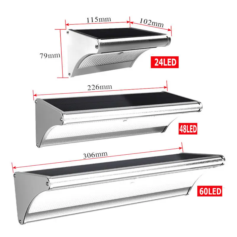 24 v/48/60 светодиодный супер яркий Солнечный движения Сенсор светодиодный светильник 100 Вт высокой мощности светильник Водонепроницаемый сад стены безопасности лампа микроволновой печи