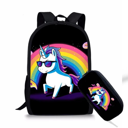 FORUDESIGNS/шт./набор, школьный рюкзак с рисунком лошади, школьные сумки для девочек, детские сумки, детский чехол-карандаш, сумка для книг, Mochila Infantil - Цвет: Y0142C-K