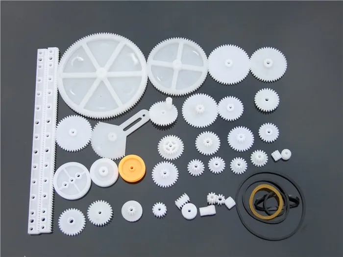 34PCS/Set Plastic DIY Gear Set Include Rack Pulley Belt Worm Single