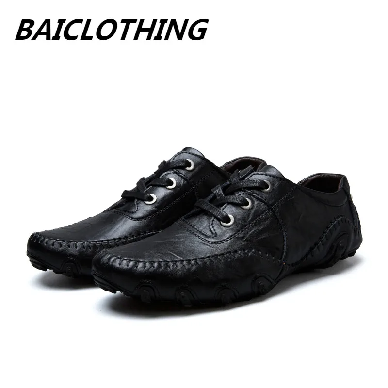 

Winter Men Casual Shoes Leather Mens Loafers High Quality Comfortable Lace Up Men Shoes Flat Driving Shoes Plus Size 46,47,48