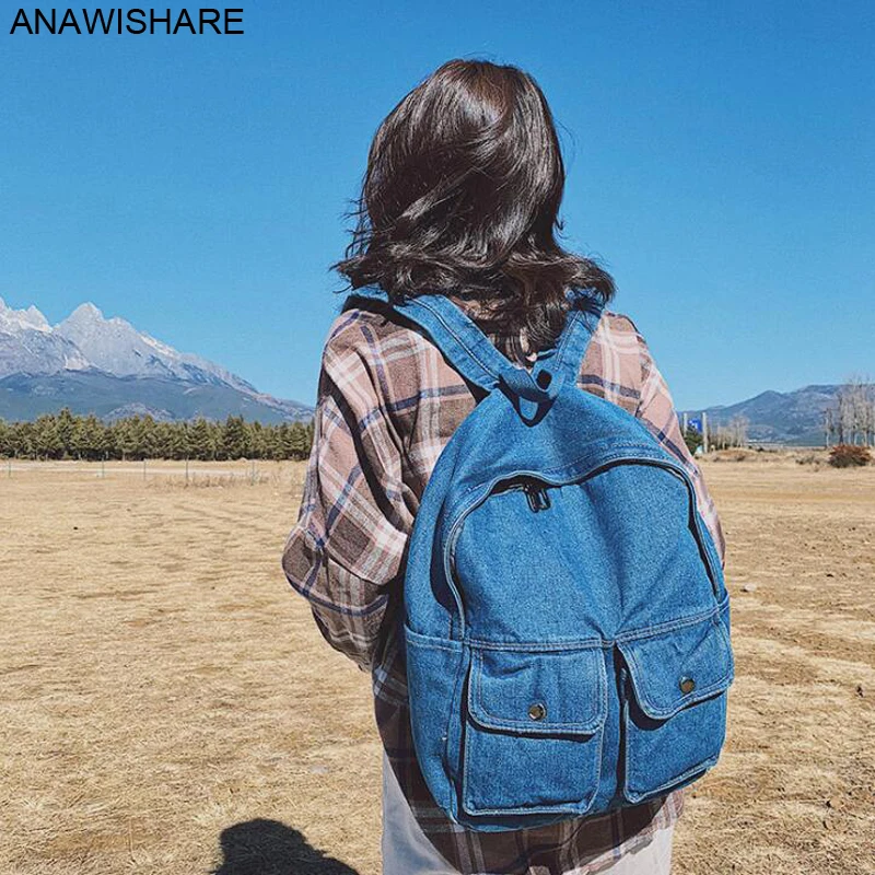 Женский Повседневный Рюкзак ANAWISHARE из денима школьные ранцы для девочек