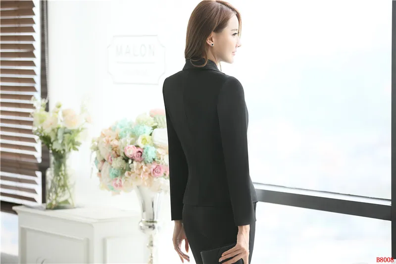 Модные Формальные женские блейзеры и куртки черные женские деловые рабочая одежда офисный униформенный стиль