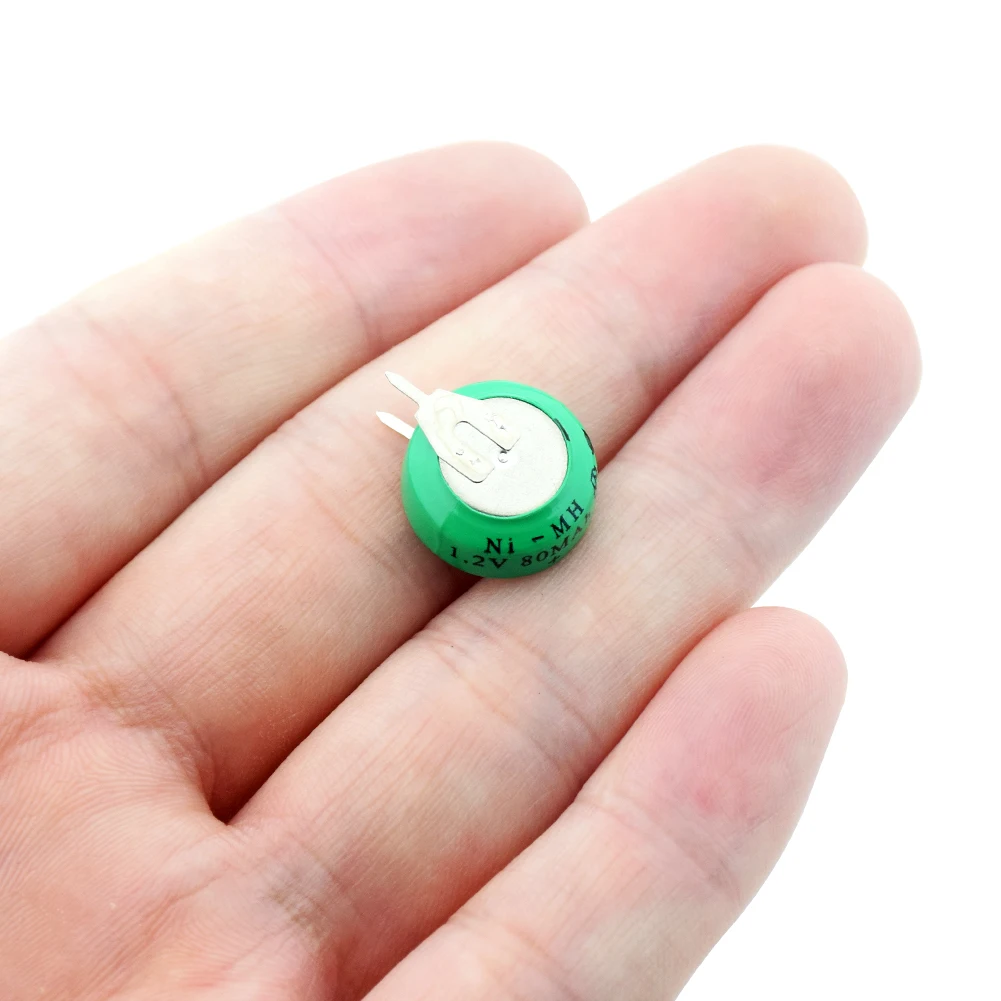 Перезаряжаемые 1,2 Вольт 80 мАч Ni-MH Li-Po литий-полимерные батареи Кнопка монета батарея с припоем булавки для часов игрушки