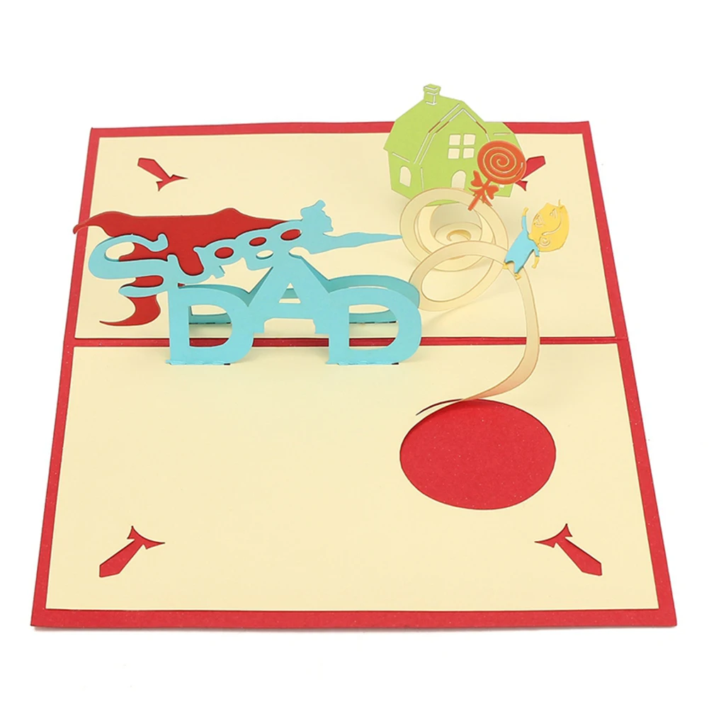 

Father's Day Gift I Love Dad Father And Son 3D Pop Up Card Paper Greeting Card Postcard Coffee Wishes Card