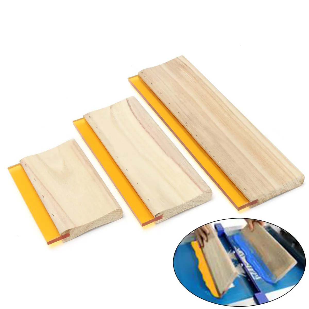 

3Pcs/Set Wood Rubber Squeegee Silk Screen Printing Squeegee Ink Scaper Scratch Board DIY Tools 16cm/24cm/33cm
