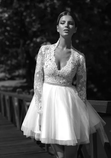 Mini Wedding Dress with Sleeves