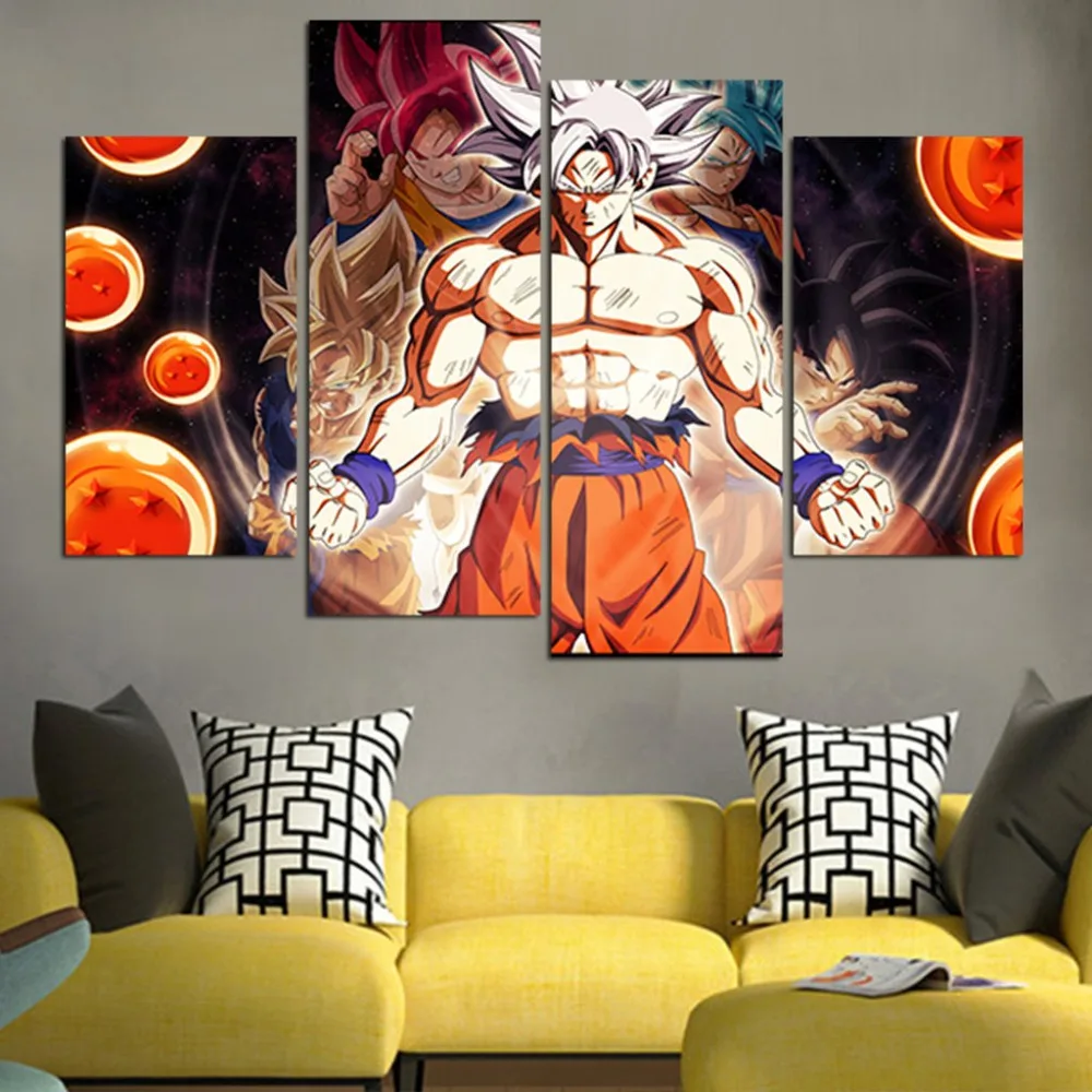 5 Pieces Canvas Art Anime Dragon Ball Goku And Dragon Balls Wall Art Canvas Unique Gift Picture