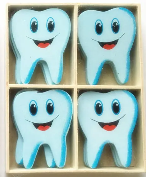 Деревянный зуб форма окна холодильника стикер стены стоматологическая клиника офис подарок милый 16 шт - Цвет: blue