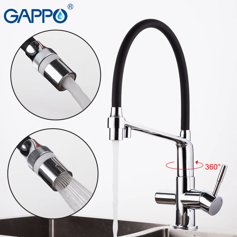 GAPPO kitchen faucet with filtered water black kitchen sink mixer tap water sink crane water mixer crane torneira cozinha       