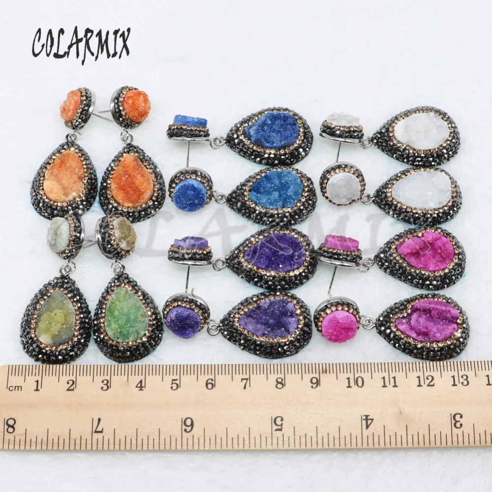 5 пар geode druzy серьги в форме капель ювелирные изделия серьги смешанные цвета ювелирных изделий 4881