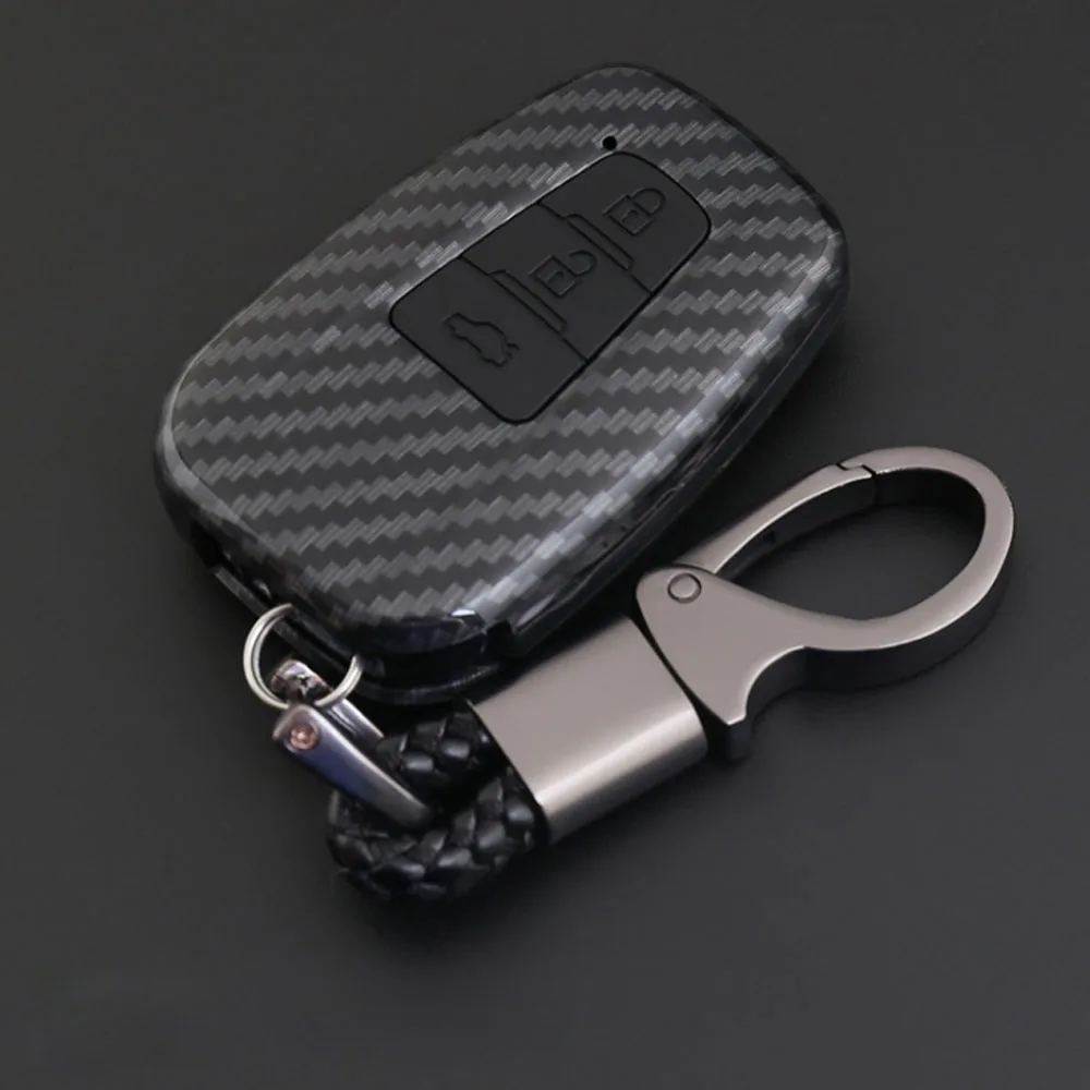3 Key Carbon Black Автомобильный чехол-ключница из углеродного волокна для Toyota Camry CHR C-HR RAV4 Prado Corolla Prius Avalon Key - Название цвета: 3 Key Carbon Black