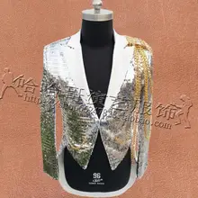 Сценическая одежда для певцов, мужской костюм-смокинг, дизайнерский мужской пиджак Terno, мужской блейзер с блестками, танцевальная звезда, стильное платье в стиле панк, серебро