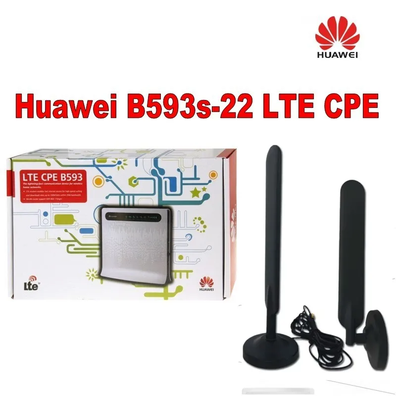 

Unlocked Huawei B593s-22 4G LTE CPE FDD 5 Bands TDD 2600Mhz 150Mbps Wireless WIFI Router Wlan RJ11+ 2PCS antenna