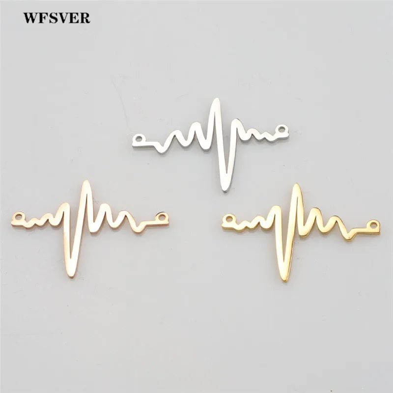 

WFSVER 5pcs 26.4*35.3mm electrocardiogram stainless steel charms pendant for women making necklace bracelet accessories jewelry