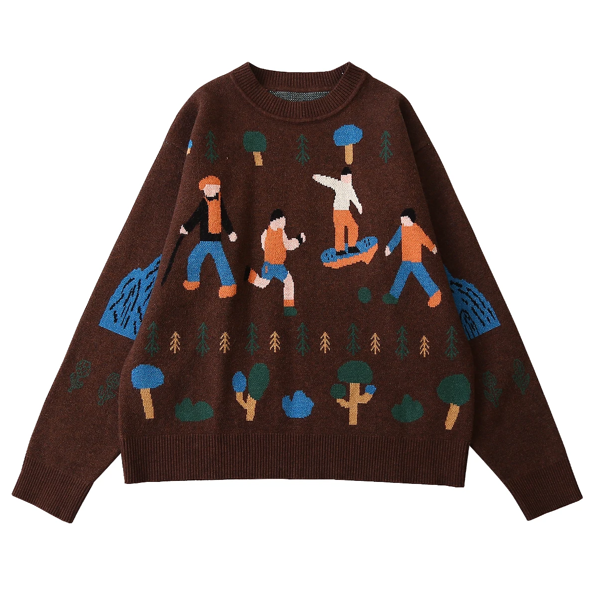 

Spring New 2018 Women Pullover Sweaters Long Sleeve Crew Collar Brown Female Knitted Jumper Tops Winter Autumn Vintage