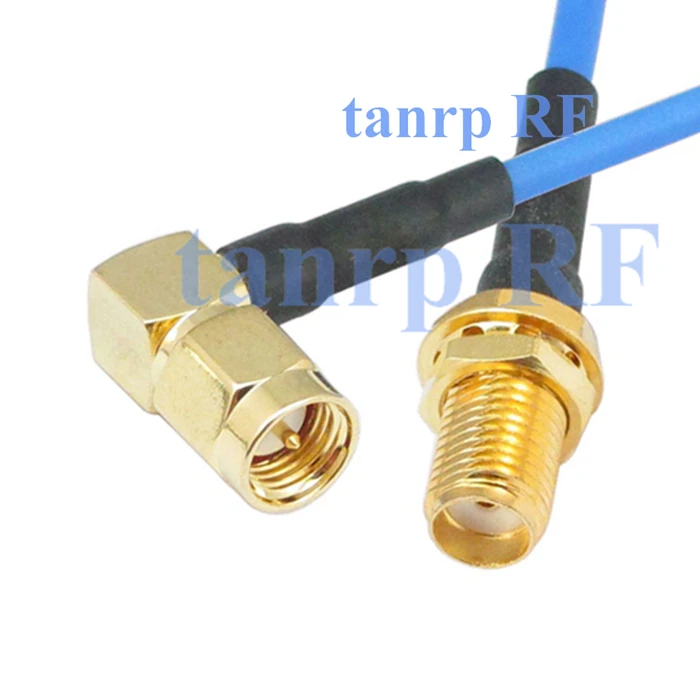 

10pcs 15CM coaxial Sexi Flexible blue jumper extension cable RG405 6in SMA male right angle to SMA female RF 3G 4G router WIFI