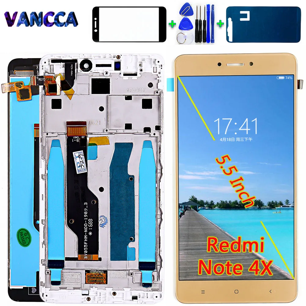 

AAA Quality 5.5 inch LCD Display For Xiaomi Redmi Note 4X ( Snapdragon 625 ) Digitizer Touch Screen Assembly Note 4 Global Frame