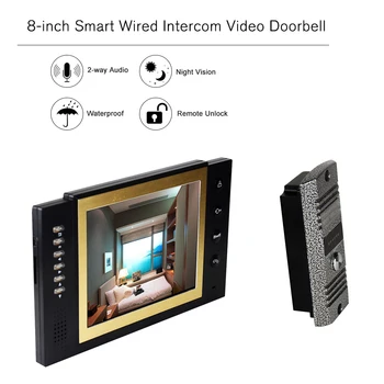 

8-inch LCD Color Video Door Phone Intercom System Night Vision Camera Kit IR Night Vision Camera Door Bell for Apartment Home