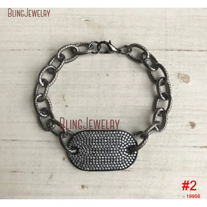20190226-19946-pave black and white crystal dog tag bracelet with gunmetal chain_2