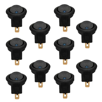 

10X DC12V 20A Car Round Rocker Dot Boat Blue LED Light Toggle 3Pin ON/OFF Switch