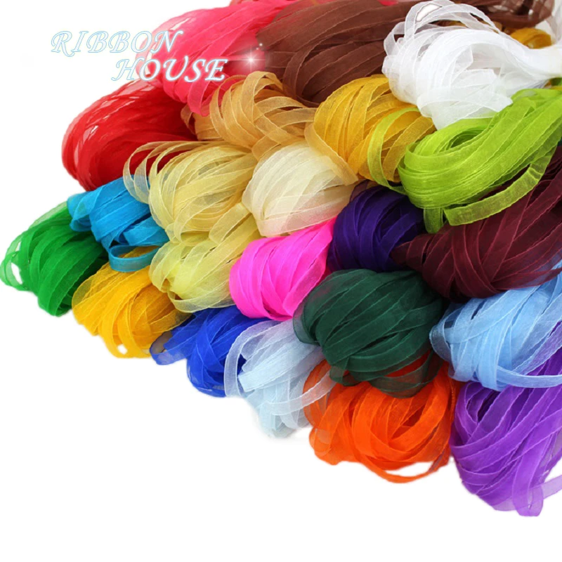 

(20 meters/lot) 1/4''(6mm) Organza Ribbon wholesale gift wrapping Christmas ribbons