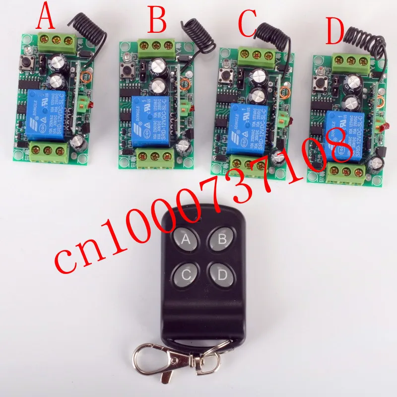 

NEW D12V10A Learning Code 1Wireless Remote Control 4 receivers Switch System Receiver and Transmitter applicance garage door