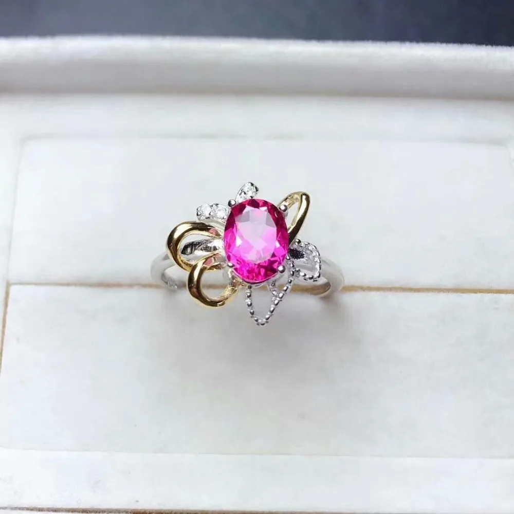 

shilovem 925 silver sterling rings natural topaz pink woman open trendy fine new gift Jewelry plant mj060820agfb