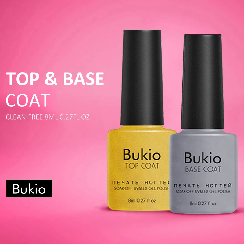 Bukio Transparent Base And Top Coat Soak Off Primer Gel Polish Gel Lacquer Nail Manicure Top 