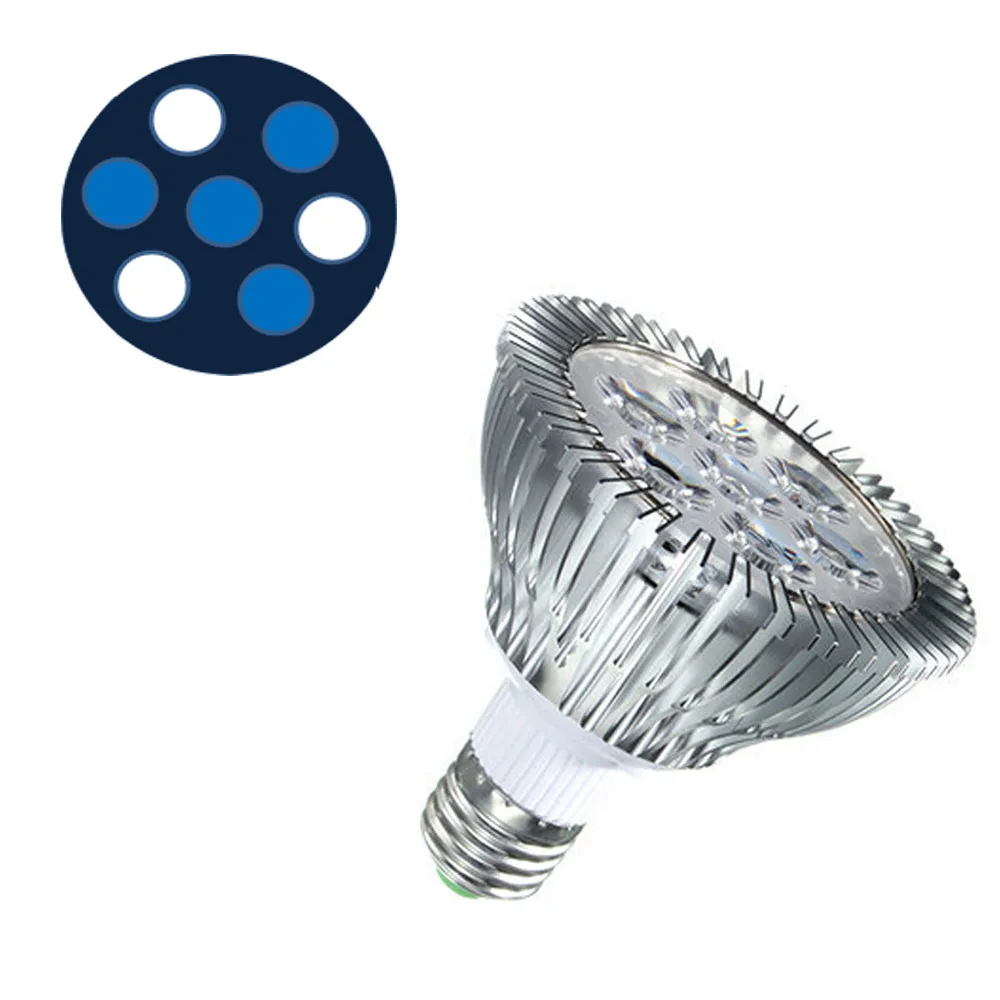 E27, светодиодный светильник для морского аквариума, 21 Вт, светодиодный светильник для выращивания растений, белый, синий, лампа PAR30, полный спектр, коралловый риф, аквариум для рыб, SPS LPS - Цвет: 7D