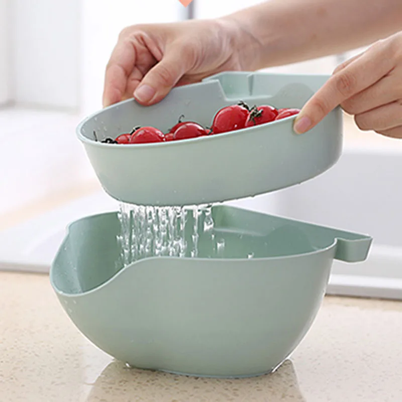 Creative double-layer removable fruit bowl plastic melon fruit drain tray lazy round snacks dried fruit plate mx12301551