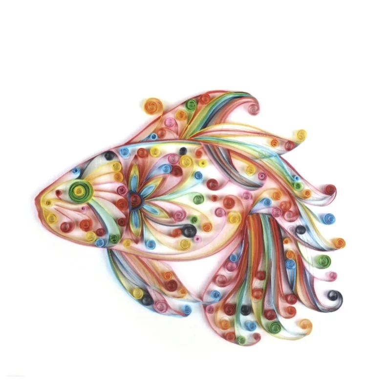Colorful Fish Animal Model Paper Quilling Folded Painting Art Beautiful