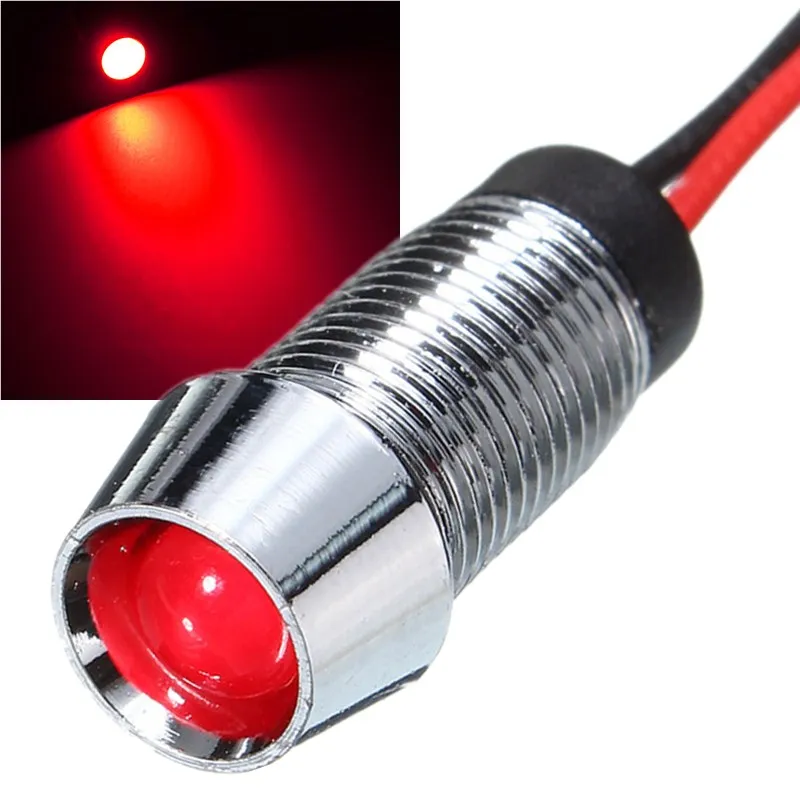 SMUXI 8 мм панель светодиодного индикатора предупреждающий светильник 12 В лампа приборной панели лампа синий зеленый красный белый желтый светильник - Цвет: Красный
