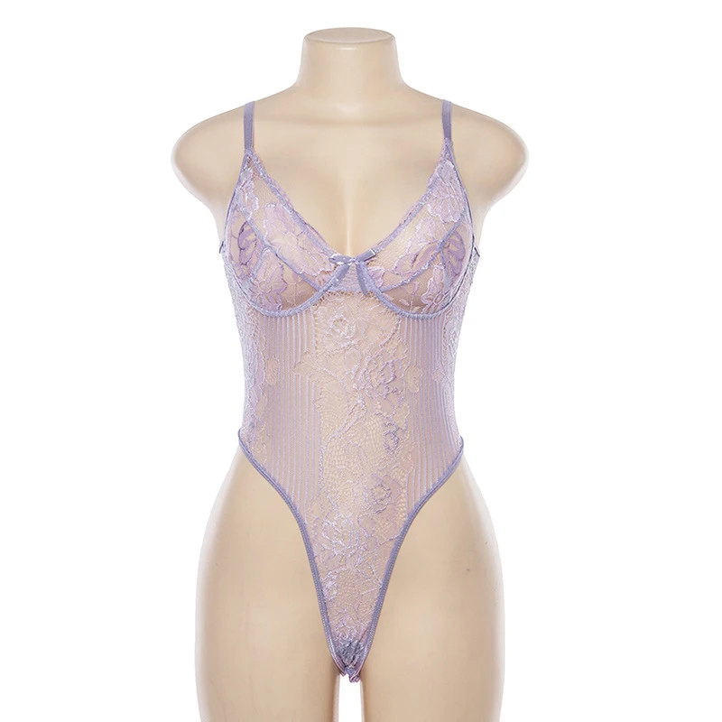 Forefair Summer Lace Sexy Bodysuit Women Black Mesh (6)