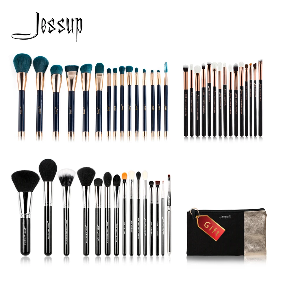 

Jessup Buy 3 get 1 gift Makeup Brushes set Powder Foundation Eyeshadow Eyeliner Lip Contour Concealer Smudge Make up Brush Tools