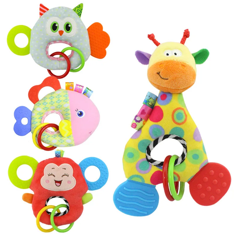 

Cute Baby Toys Giraffe/Owl Baby Boy Girl Rattles Hand Bell Infant Toddler Cartoon Animal Plush Toy Educational Toys 0-3 Y