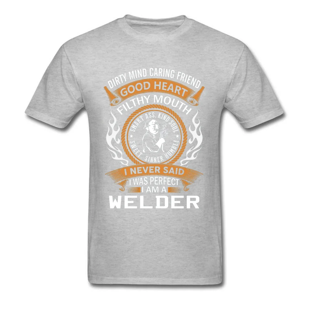 Tops Shirts Fashionable Thanksgiving Day On Sale Funny Short Sleeve 100% Cotton Round Collar Men's T-Shirt Funny T-Shirt I Am A Welder Shirt 186 grey