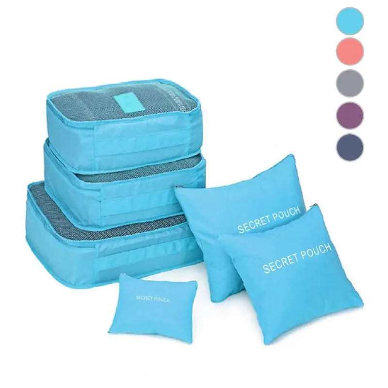 6 قطعة/المجموعة قدرة عالية للماء تخزين حقيبة سفر الأمتعة المحمولة الملابس مرتب منظم الحقيبة حقيبة مقسم حاويات