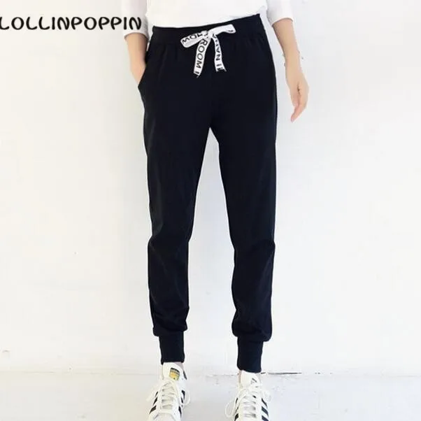 Calça jogger Women Joggers Black Jogger Pants New 2017 Ladies Sweatpants Low Crotch Elastic Waist Casual Pants Plus Size Free Shipping