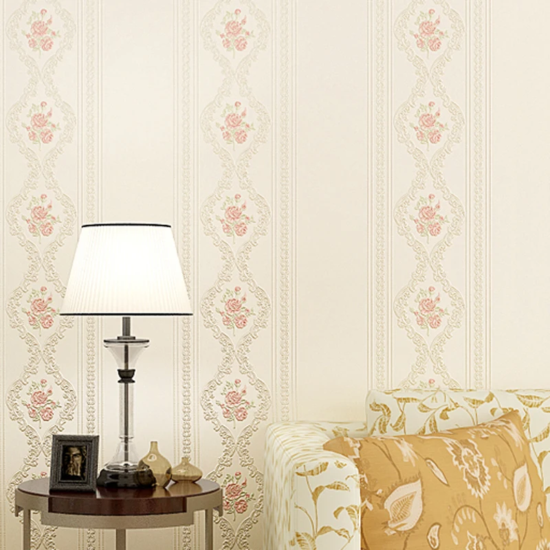 

Hot sale Pastoral Floral Non-woven 3D Wallpaper Mural Papel de Parede Bedroom Wall Paper for wall decoration LY006