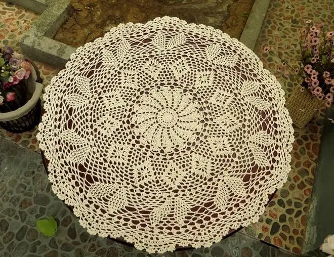 

New country decor cotton hollow cup placemat fabric round 60cm crochet doily pad glass beer coasters drink coffee food pad