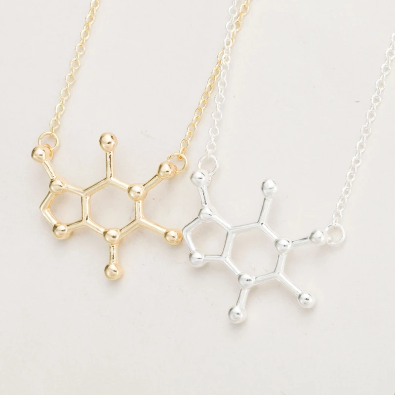 

Hfarich Caffeine Molecule Pendant Necklace Chain Chokers Chemistry Fashion Female Collars Necklace Dropshipping Wholesale Gifts