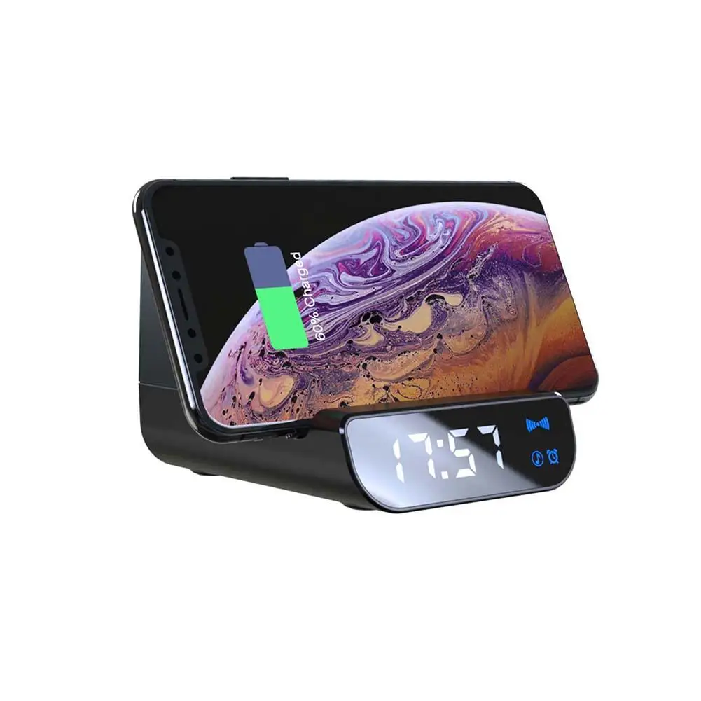 

HOT New Multifunctional Qi Wireless Charger Phone Holder Bluetooth Speaker Alarm Clock Wireless Charger Phone Holder