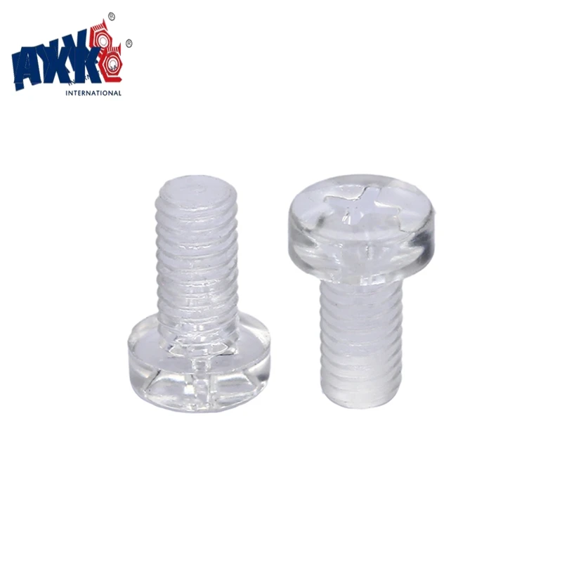 

AXK 50Pcs ISO7045 DIN7985 M2 M2.5 M3 M4 M5 Transparent Acrylic Cross Round Head Nylon Screws Plastic Phillips Screw
