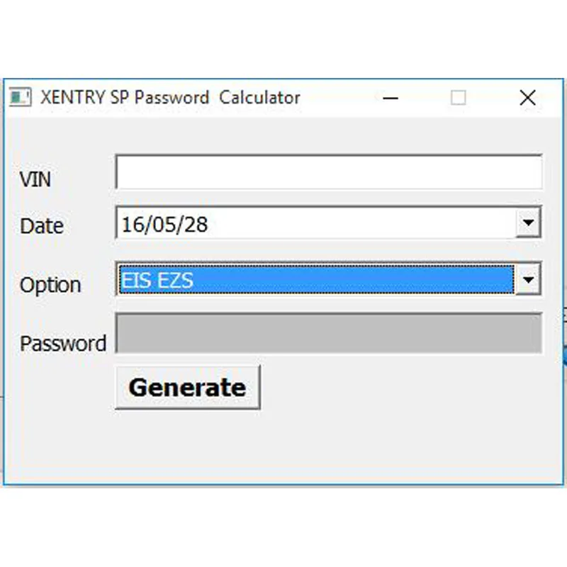 Для калькулятора с паролем Xentry SP для генератора ключей со специальным