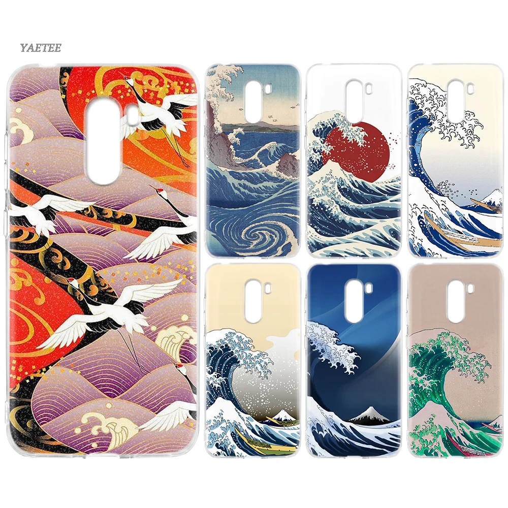 

Print Silicone Back Case For Xiaomi Pocophone F1 Mi 8 lite Play Redmi 5 Plus Note 7 6 Pro 5A 4 4X Cover Great Wave off Kanagawa