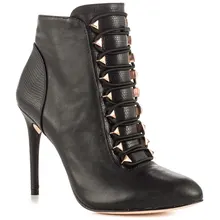 Black Soft Leather Ankle Length Short Boots For Women Plus Size Pointed Toe Ladies Shoes Summer Style 2015 Sandal Made-to-order